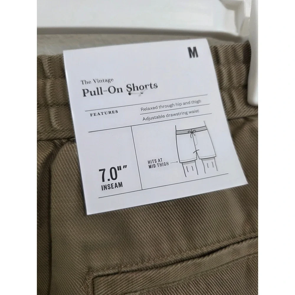 Goodfellow & Co Mens Vintage Pull-On Shorts Brown Khaki 7 Inch Inseam Size M NWT